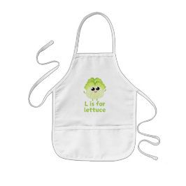 Avental Infantil L é para LETTUCE Green Veggie Alphabet L
