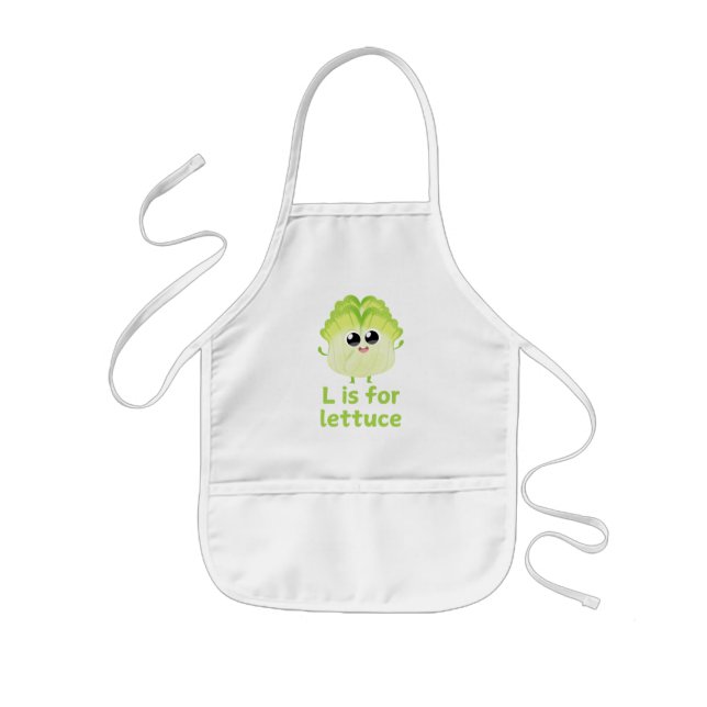 Avental Infantil L é para LETTUCE Green Veggie Alphabet L (Frente)