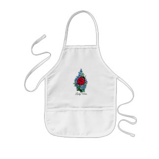 Avental Infantil Lagybird Cute De Cana-De-Vinho Com Flores Selvagen