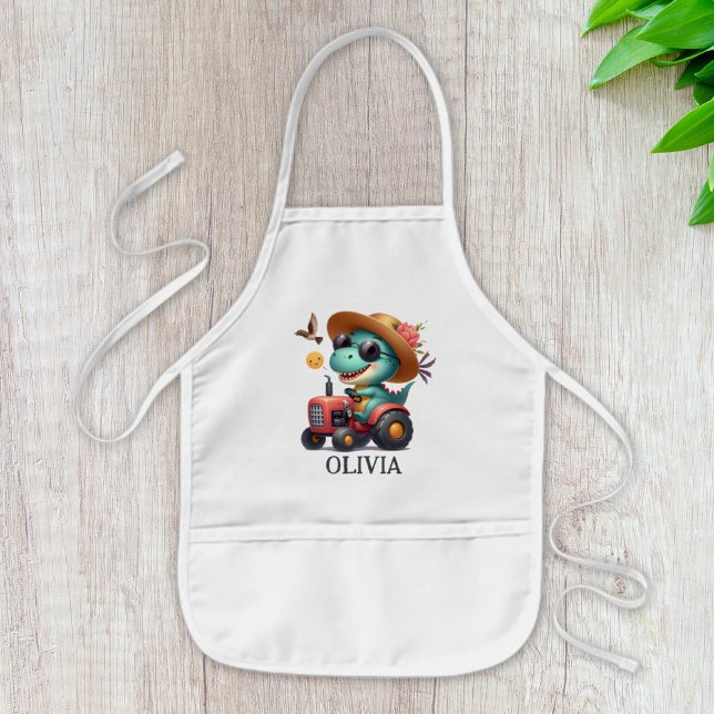 Avental Infantil Legal Trex Dinossaur Farmer Trator Vermelho Condut (Criador carregado)