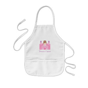 Avental Infantil Linda Menina Princesa no Castelo Rosa