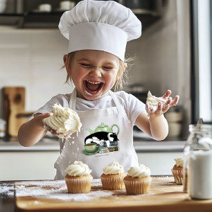 Avental Infantil Livros Gatos Chá Cute