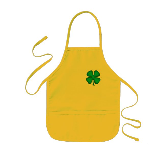 Avental Infantil Lucky 4 Leaf Irish Clover Children amarelo chef ap (Frente)