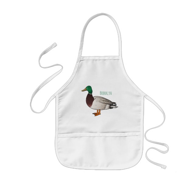 Avental Infantil Mallard duck cartoon illustration  (Frente)