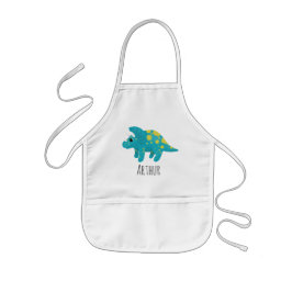 Avental Infantil Meninos Dinossauro Azul e Bonito