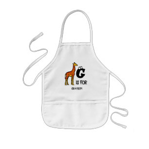 Avental Infantil Monograma personalizado G para girafas girafas gir