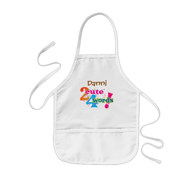 Avental Infantil Muito bonito para texto de palavras com seu nome (Frente)