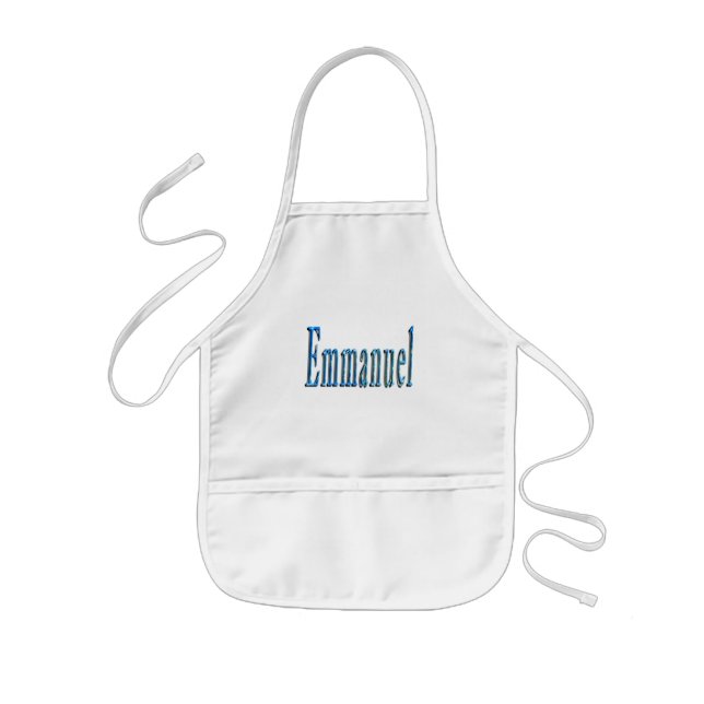Avental Infantil Nome Azul Emmanuel,  (Frente)