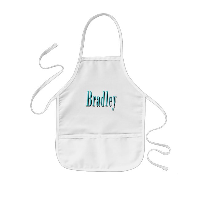 Avental Infantil Nome Blue Bradley, (Frente)