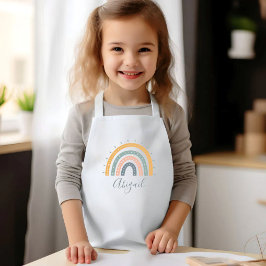 Avental Infantil Nome das Crianças Boho Pastel Tons Terrosos