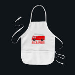 Avental Infantil Nome do Caminhão de Fogo<br><div class="desc">Seu filho ama bombeiros? O Fire Truck Name Apron projetado pela Enchantfancy Design Company é perfeito para o futuro bombeiro ou bombeiro em sua vida. Esta design apresenta um caminhão vermelho brilhante com uma escada. Personalize para fazer isso com sua escolha de nome em texto vermelho brilhante.</div>