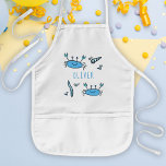 Avental Infantil Nome do Menino de Animais do Mar de Caranguejo Azu<br><div class="desc">Caranguejo Azul,  Caranguejo,  Criança,  Apron. Esta design vem com lindos animais azuis desenhando. Adicione o seu nome e faça um avental de criança fofo.</div>