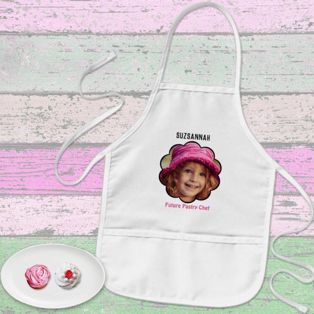 Avental Infantil Nome do Modelo de Fotografia Personalizado Escalon (Cute kids apron with a custom photo and text as a sweet gift idea. )