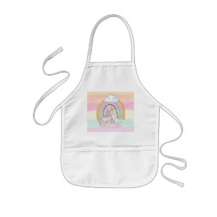 Avental Infantil Nome Personalizado 🦄 Rainbow Unicorn Girl