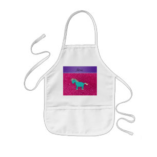 Avental Infantil Nome Turquoise unicorn neon hot rosa gliter