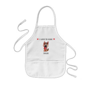 Avental Infantil O filhote alemão Shepard "I Love to Cook" personal