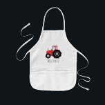 Avental Infantil O Legal Trator de Fazenda Vermelha de Doodle com N<br><div class="desc">Este design é parte de uma coleção com rabiscos de transporte bonitos para o roupa e acessórios para bebês e meninas. O design apresenta um trator de fazenda vermelho desenhado pela mão, e pode ser personalizado com o nome do seu bebê. Perfeito para pequenos agricultores! Vejam a nossa loja para...</div>