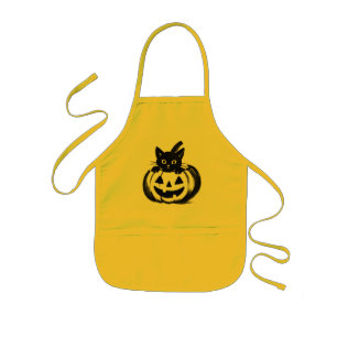 Avental Infantil Olhar da Abóbora – Desenho de Halloween de Gato Pr