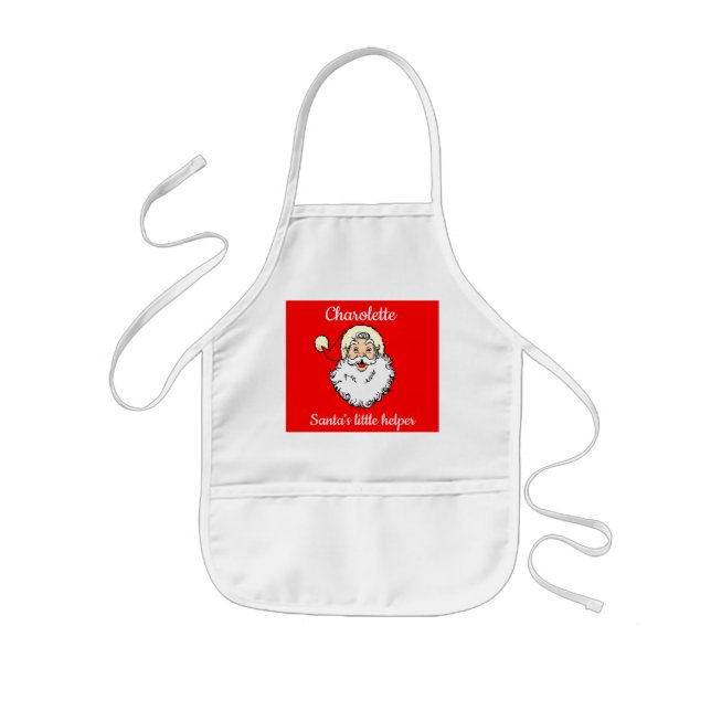 Avental Infantil Pai Natal Personalizado Vermelho e Branco (Frente)