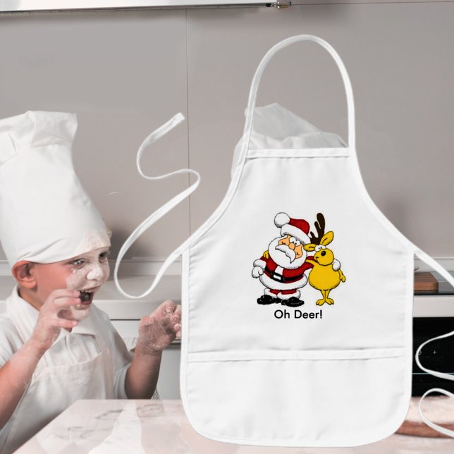 Avental Infantil Papais noeis Engraçados Com Amigo De Rebelde (Santa With Deer Kids' Apron)