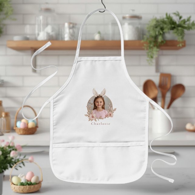 Avental Infantil Personalized Easter Bunny Photo Kids Apron (Criador carregado)