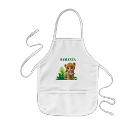 Avental Infantil Personalized Leopard Kids Art Apron
