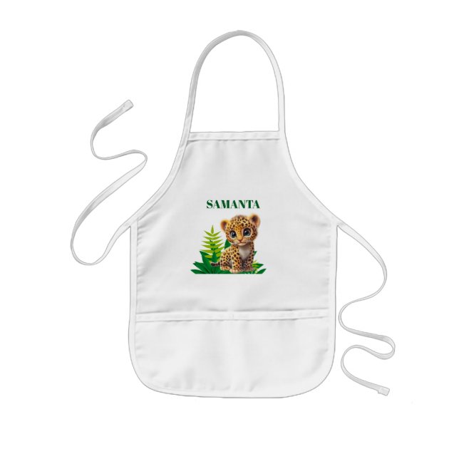 Avental Infantil Personalized Leopard Kids Art Apron (Frente)