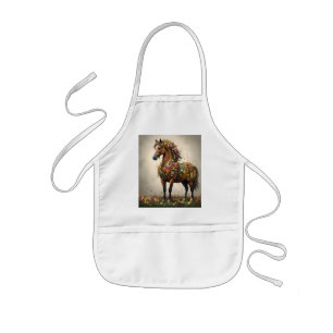 Avental Infantil Pétalas E Cascos: Jardim de Fantasia Marrom Horse
