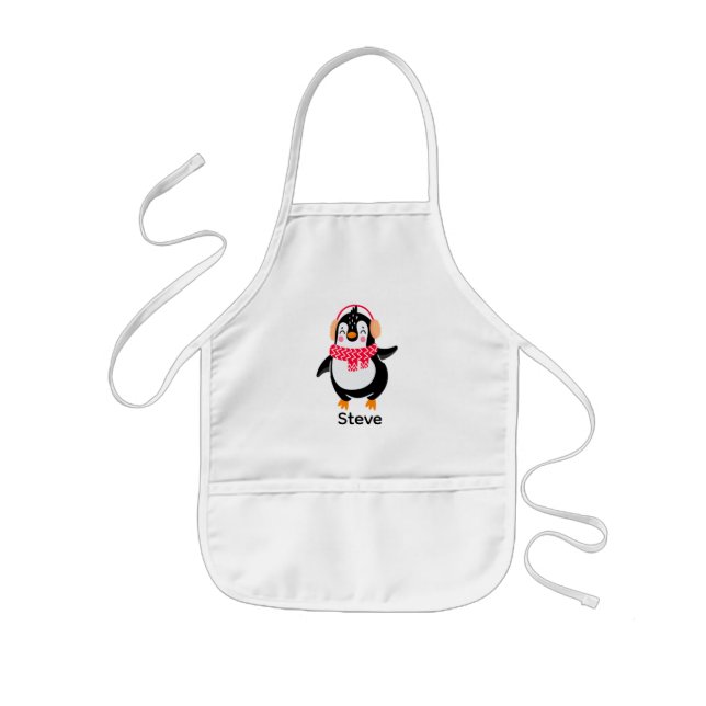 Avental Infantil Pinguim Jolly Natal em Scarf com Malgas (Frente)