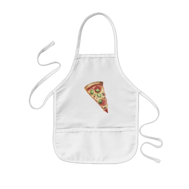 Avental Infantil pizza com fatia de aquarela (Frente)