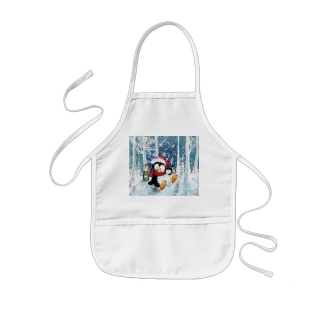 Avental Infantil Presente de Apron para Crianças de Natal com Feliz (Frente)