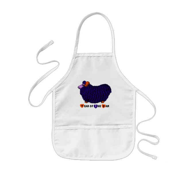 Avental Infantil Ram Ovino Ano Roxo Ilustração Roxo Crianças Apron (Frente)