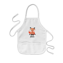 Avental Infantil Raparigas Bonitas Watercolor Woodland Wildlife Fox