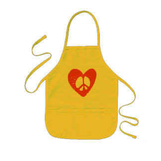 Avental Infantil Red Grunge Heart com Sinal de Paz