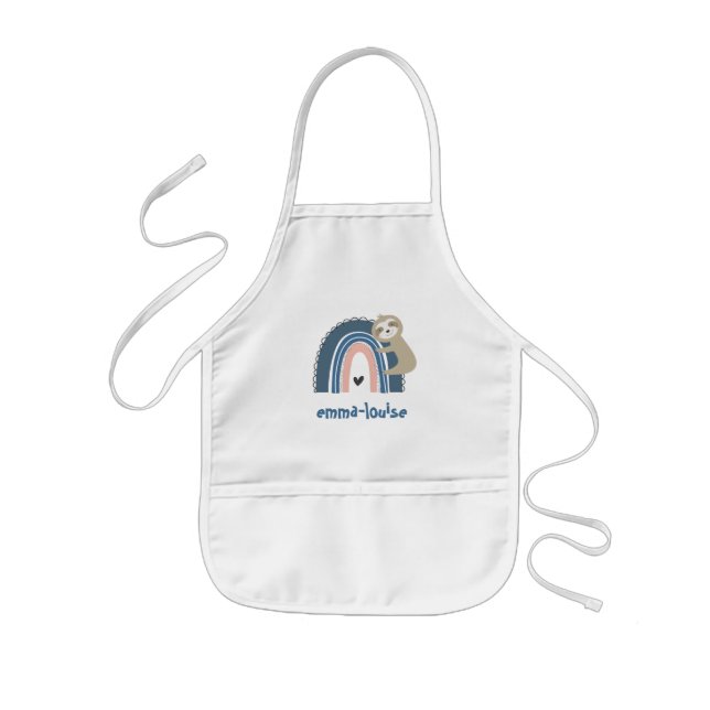 Avental Infantil Sloth Rainbow Name (Frente)