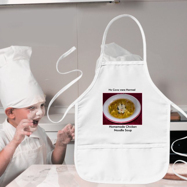 Avental Infantil Sopa de Noodle de Frango Sem Vacas (Homemade Chicken Noodle Soup No Cows Kids' Apron)
