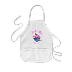 Avental Infantil Sorvete Apron, adicionar texto