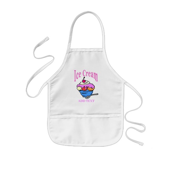 Avental Infantil Sorvete Apron, adicionar texto (Frente)