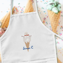 Sorvete Bonito Cone Snowman Kids Apron