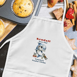Avental Infantil Sous Chef Dolphin Cozinha Oceânica