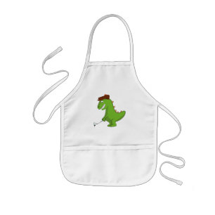 Avental Infantil T-Rex Dinossauro Engraçado Jogando Golfe