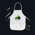 Avental Infantil Trator de Fazenda Verde para Meninos com Nome<br><div class="desc">Este design de avental de crianças legal e fofo apresenta um desenho de trator de fazenda verde e pode ser personalizado com o nome do seu filho. O presente perfeito para crianças amantes do trator!</div>