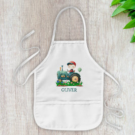 Avental Infantil Trator Verde Fofo Personalizado para Meninos