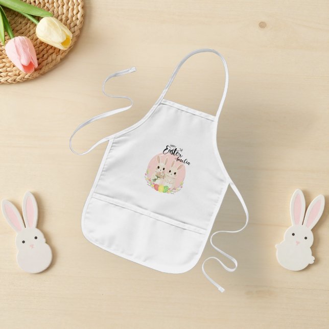 Avental Infantil Two Easter Bunnies Personalized Kids Apron (Criador carregado)