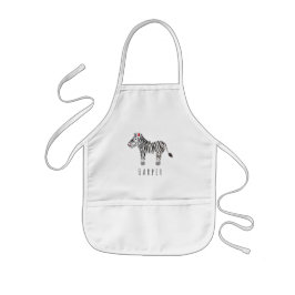 Avental Infantil Unisex Watercolor Zebra Safari Cujo nome é