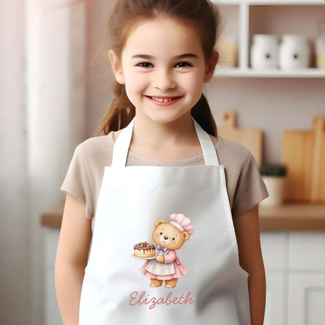 Avental Infantil Ursa de pelúcia personalizada fofa da padaria (Criador carregado)