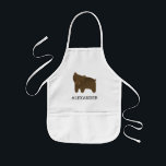 Avental Infantil Urso Castanho Bonito Personalizado<br><div class="desc">Este avental infantil para amantes de os animais apresenta uma ilustração de ursos marrons fofinhos. Personalize com o nome do seu filho em letras negras. Faz um avental de excelente para rapazes ou raparigas!</div>