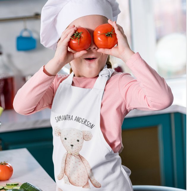 Avental Infantil Urso de Teddy Rosa Pink Pastel de Bela Moderna com (Criador carregado)