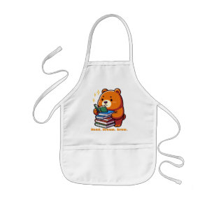 Avental Infantil Urso Leitor Fofo com Livros Kawaii