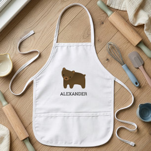Avental Infantil Urso Marrom Fofo Personalizado
